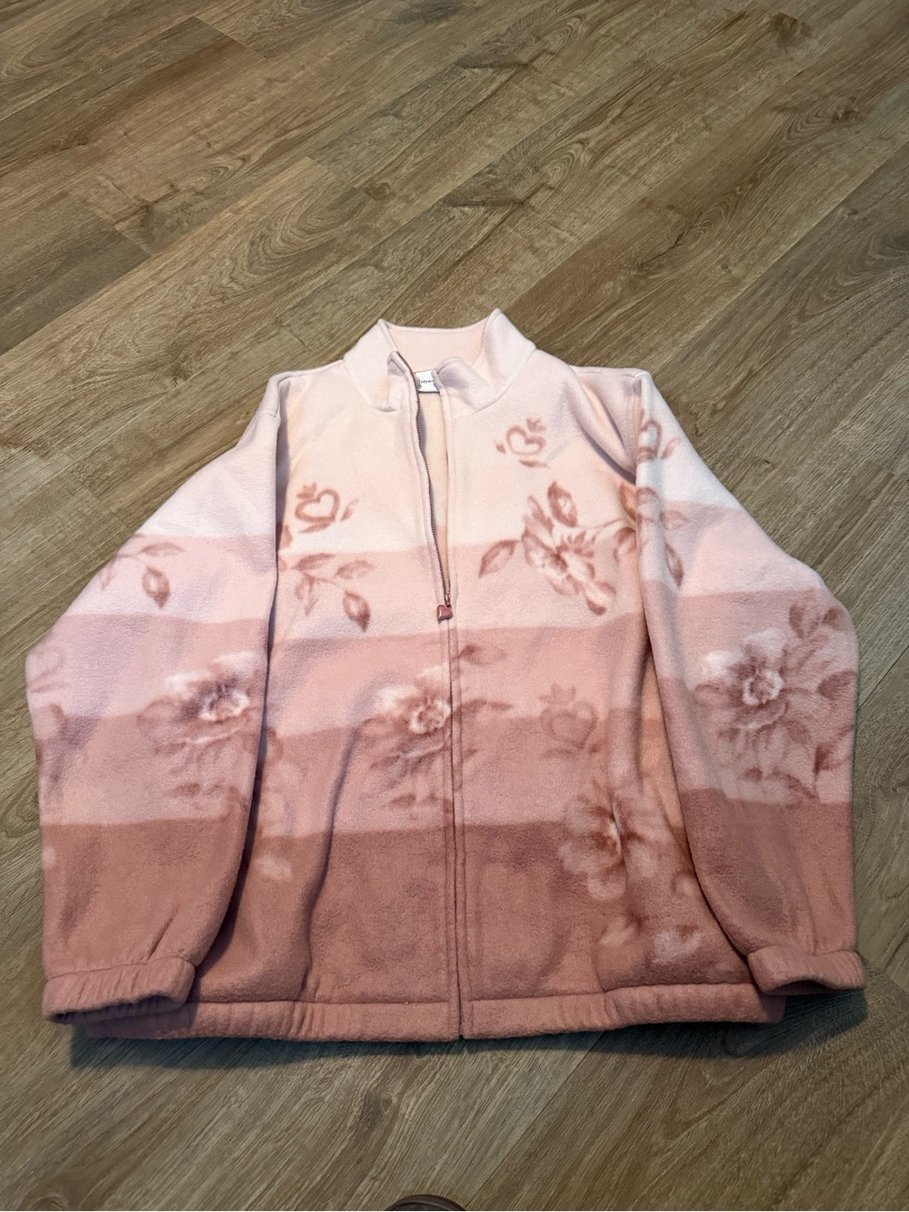 Alfred Dunner Pink Gradient Floral Teddy Jacket